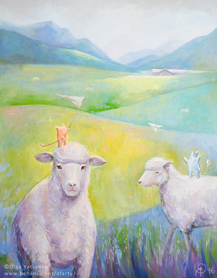 Artwork_artist_Olga_Yatsenko_New Zealand sheeps