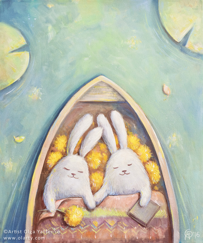 rabbits in love artist Olga Yatsenko olarty