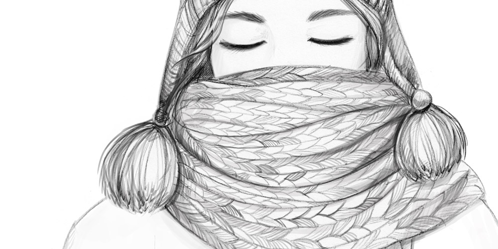 winter woman scarf artist Olga Yatsenko