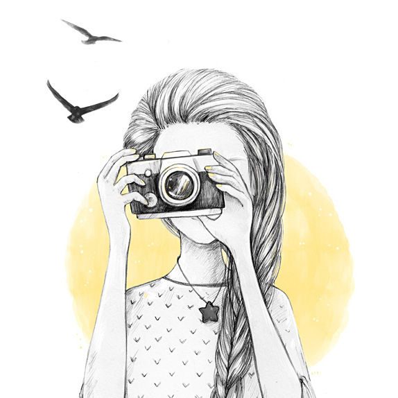 insta_vintage_camera_girl_birds_blackandwhite_olarty_Olga_Yatsenko_artist_0
