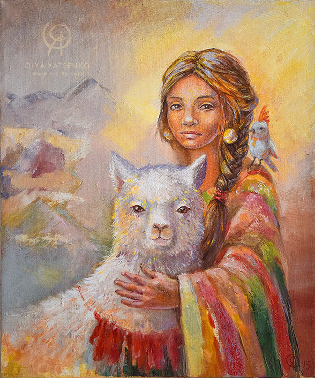 Girl and lama_Olya_Yatsenko_artist_olarty