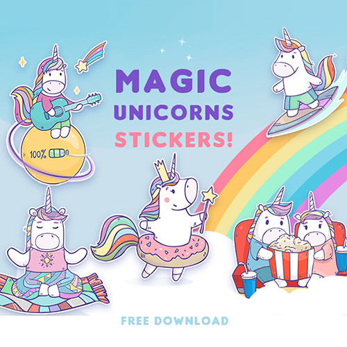 Stickers_magic_unicorns_free download_olya_yatsenko_preview_template_olarty web